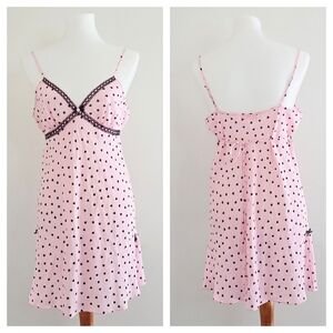 Vintage Oscar de la Renta Pink Label  Lace Slip Dress Chemise Heart print Med